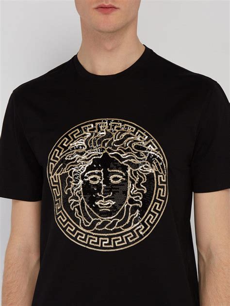 versace collection black medusa logo t-shirt|Versace Medusa t shirt men.